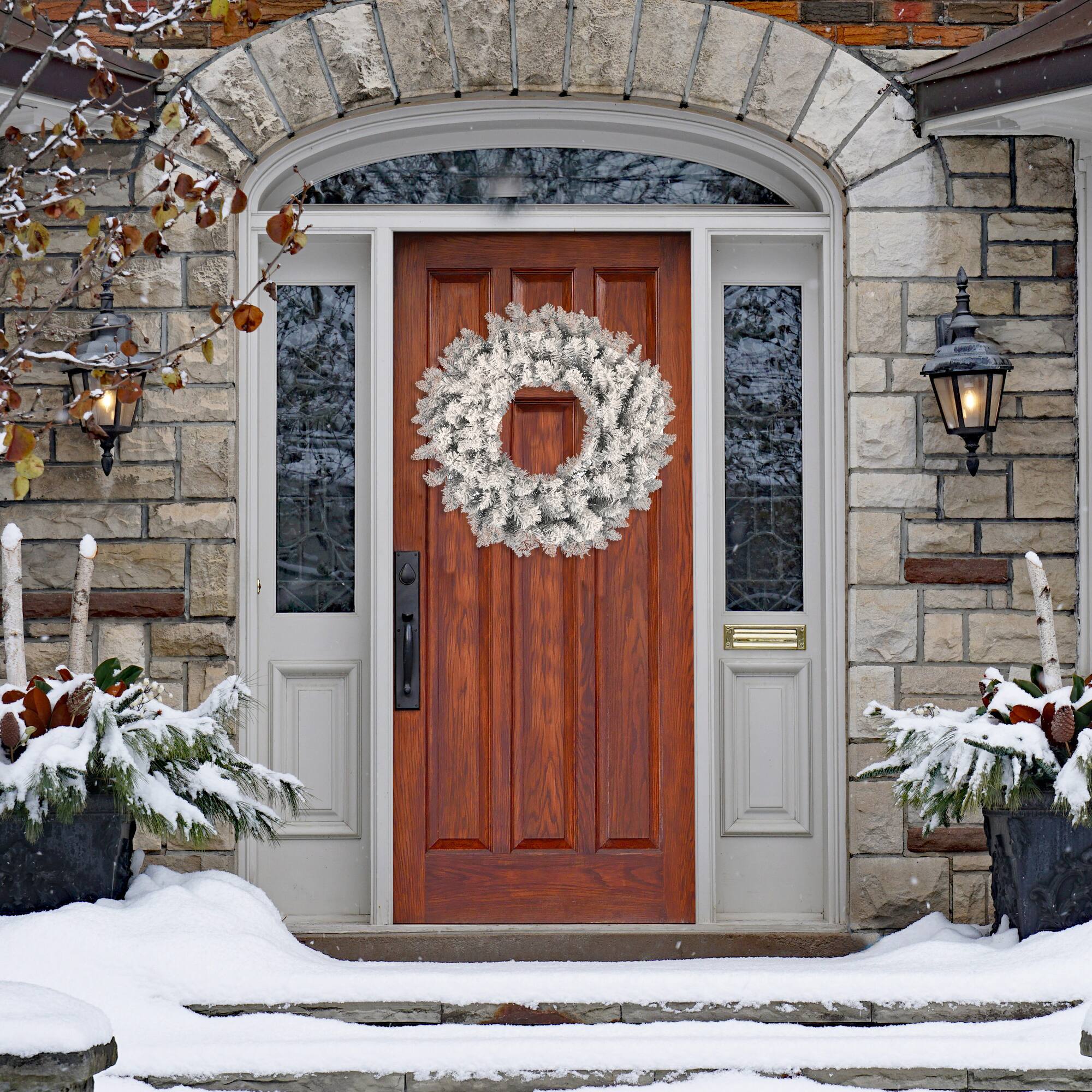 36" Frosted Silver Artificial Christmas Wreath